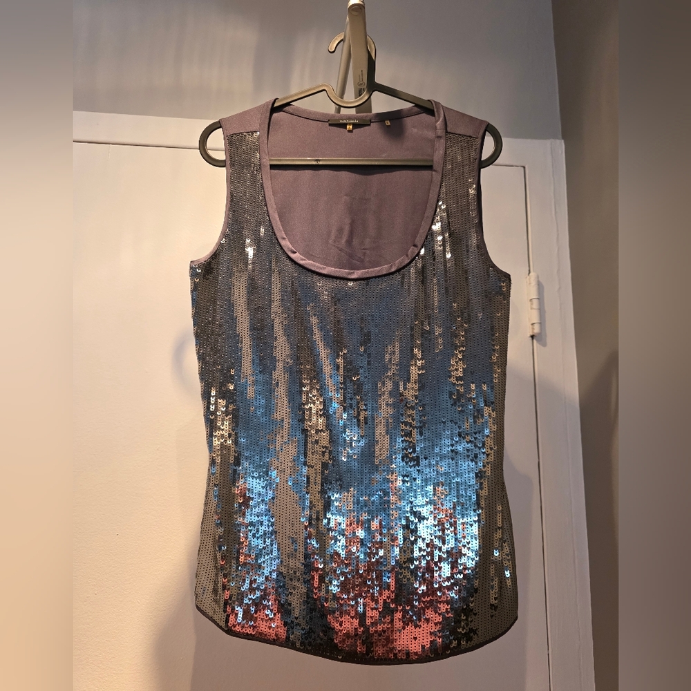 Silver Sequin Sleeveless Top - Tahari